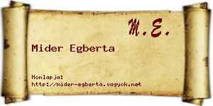 Mider Egberta névjegykártya